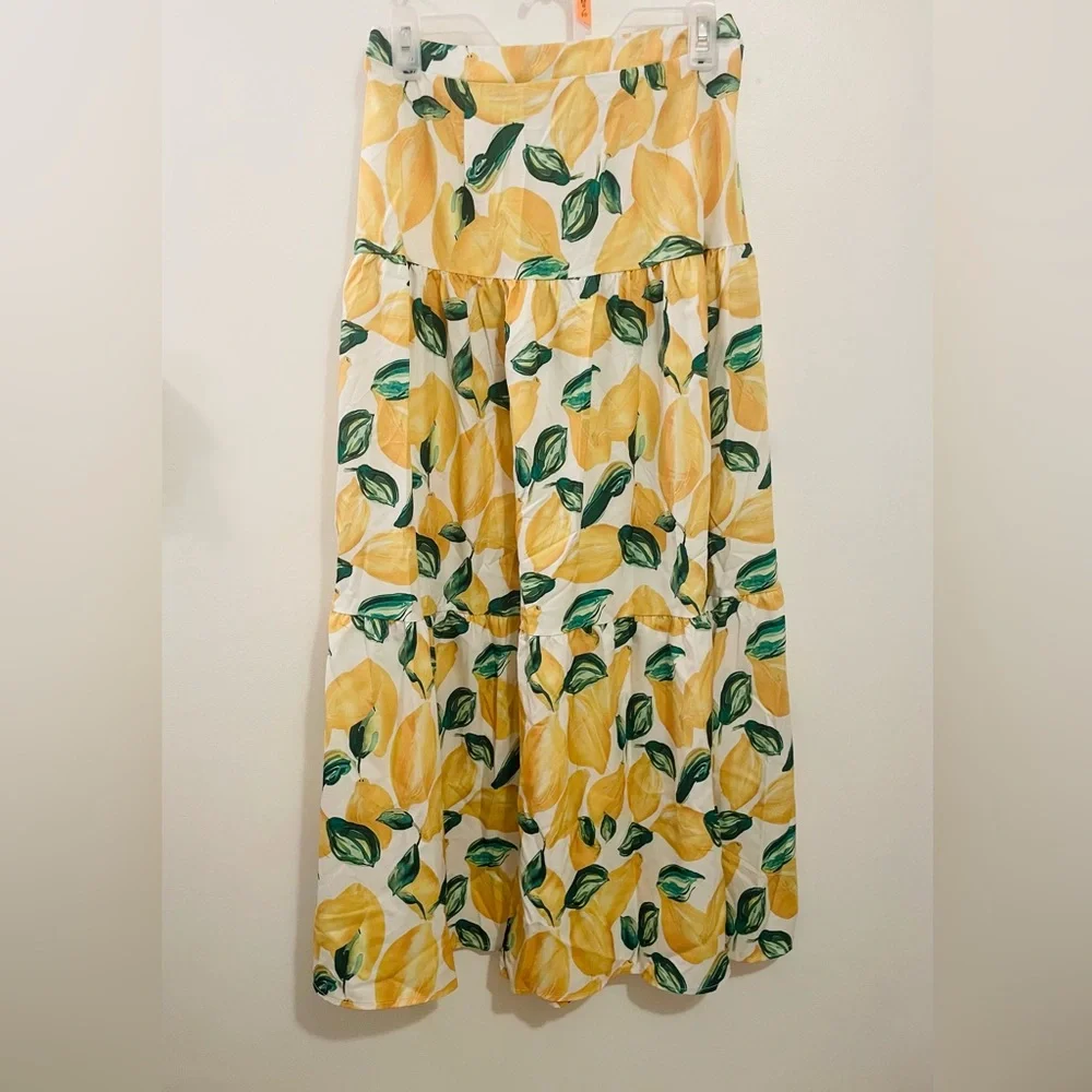 Lemon Print Maxi Skirt - Picture 2 of 3